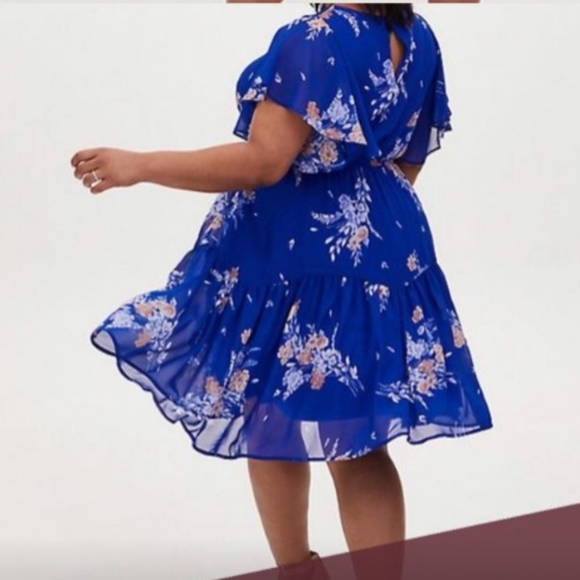 Torrid Floral Blue Chiffon Dress - Picture 2 of 4
